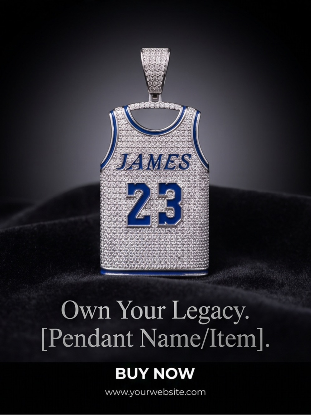 Iced Out Lebron James 23 Jersey Basketball Jersey Pendant & Rope Chain